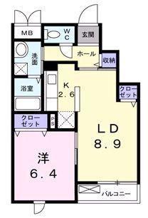 ウィステリア(1LDK/3階)の間取り写真