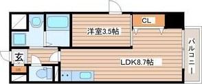 LUANA・AIR・RESIDENCE錦町(1LDK/7階)の間取り写真