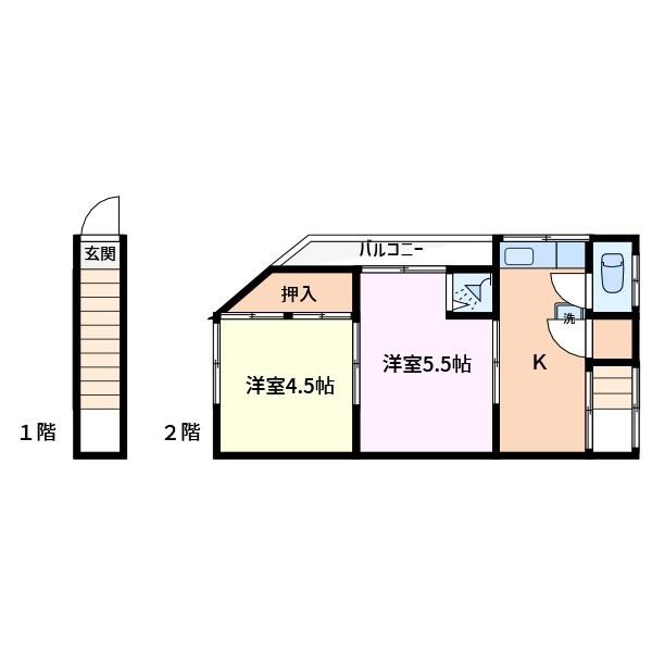 FLATえびす(2K/2階)の間取り写真