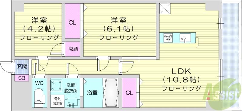 HOKUREA SENDAI(2LDK/2階)の間取り写真