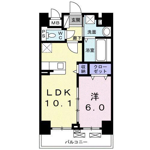 クラシェス深江(1LDK/1階)の間取り写真