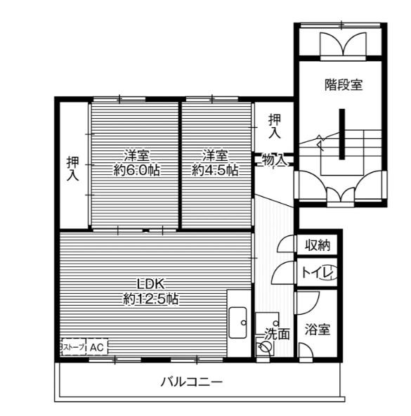 ビレッジハウス新川 7号棟(2LDK/2階)の間取り写真