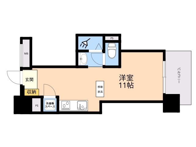 レジディア西新(ワンルーム/5階)の間取り写真