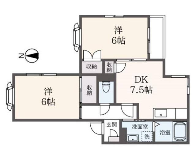 ヒルハイツ金沢(2DK/1階)の間取り写真