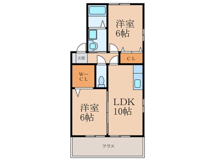ヴェルジェ深田(2LDK/1階)の間取り写真