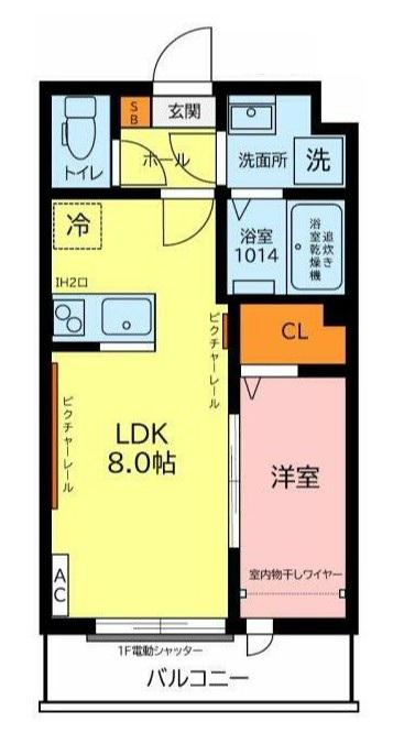 ガーデンヒルズ宮原(1LDK/2階)の間取り写真
