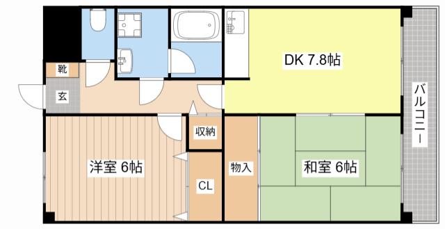 ルミエールII(2DK/2階)の間取り写真