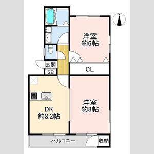 ときわ塩屋レクラン(2DK/1階)の間取り写真