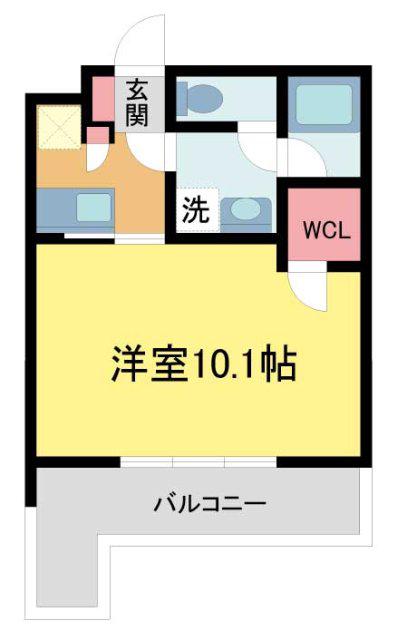 ウェルスクエア芦屋(1K/3階)の間取り写真