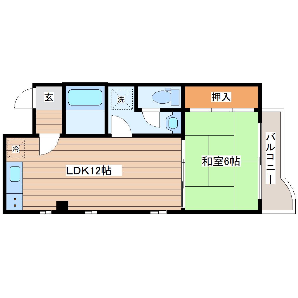 ラバレー富沢(1LDK/4階)の間取り写真