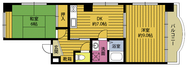 メゾンみかげ(2DK/4階)の間取り写真