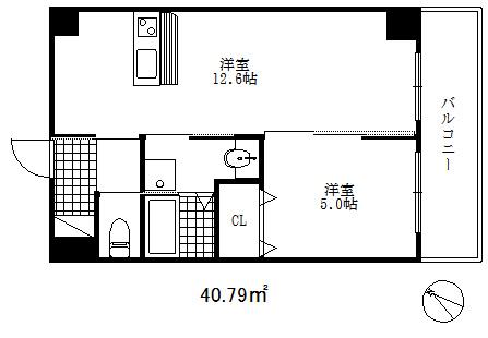 セレッソ(1LDK/5階)の間取り写真