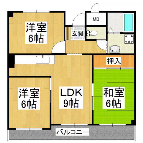 ジョイフル昭栄(3LDK/3階)の間取り写真