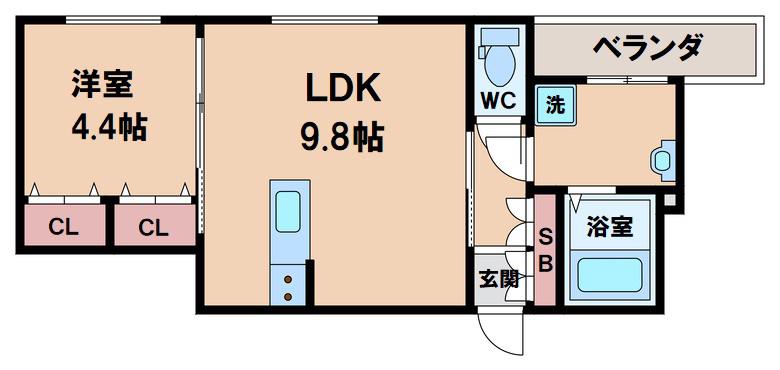 シャーメゾン阿倍野筋(1LDK/1階)の間取り写真