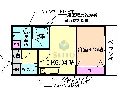 ガレリア南豊中(1DK/1階)の間取り写真