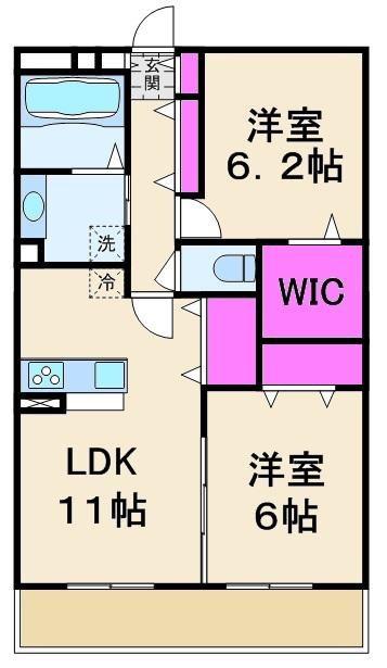 サンレモ(2LDK/3階)の間取り写真