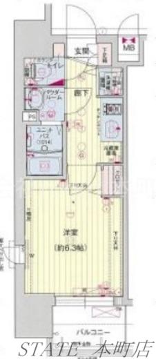 プレサンス松屋町ファステ(1K/11階)の間取り写真