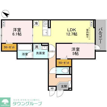 クレール・メゾン(2LDK/2階)の間取り写真