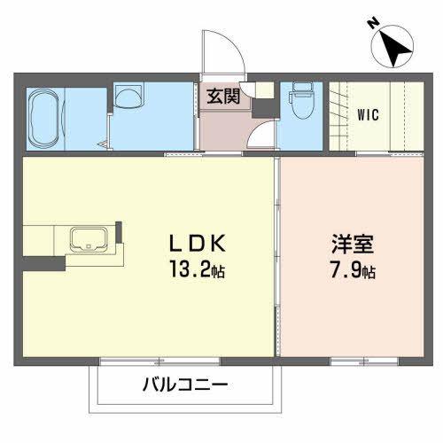 ディアコートYS B(1LDK/2階)の間取り写真