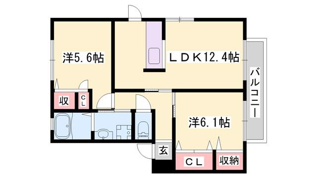 アンダンテ大久保C(2LDK/1階)の間取り写真
