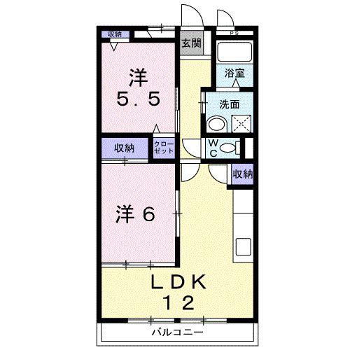 ボワ・フォンテーヌ(2LDK/1階)の間取り写真