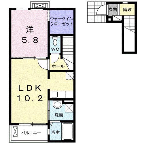 グラン フォーレA(1LDK/2階)の間取り写真