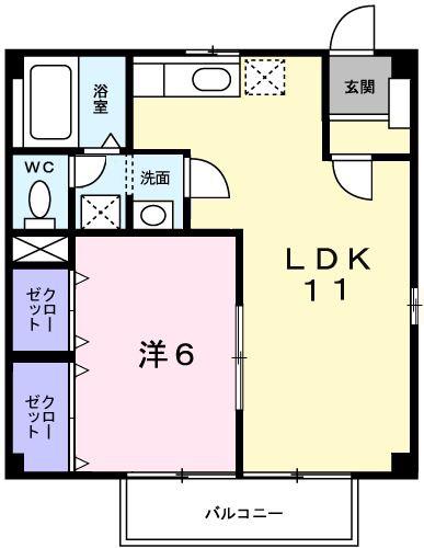 グリーンシティ(1LDK/1階)の間取り写真