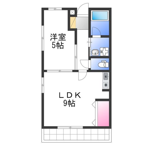 ニューコーヨー(1LDK/1階)の間取り写真