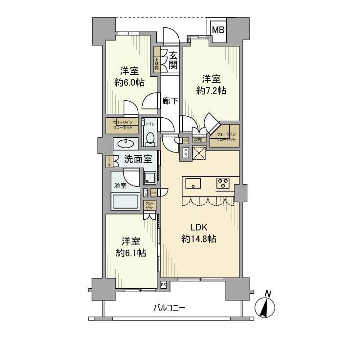 アトラス品川中延(3LDK/1階)の間取り写真