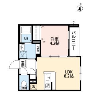 太陽と月の調和 LUNARE元町(1LDK/1階)の間取り写真