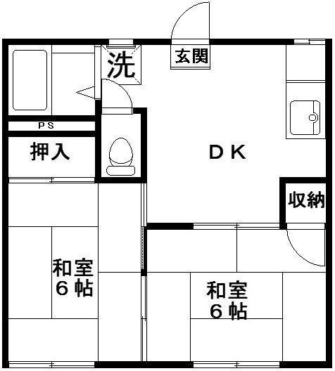 ハイツモンテA(2DK/2階)の間取り写真