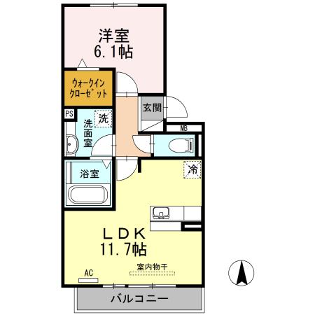 アンソレイユ(1LDK/2階)の間取り写真