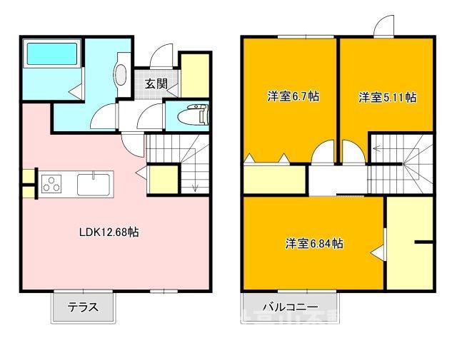 ルナセジュール(3LDK/1階)の間取り写真