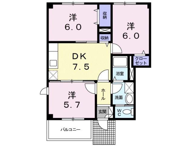 カンパーニャ(3DK/1階)の間取り写真