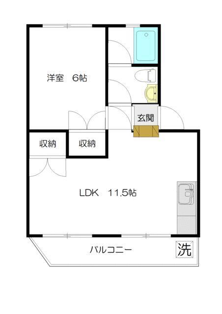 ジョイヒルズ(1LDK/4階)の間取り写真