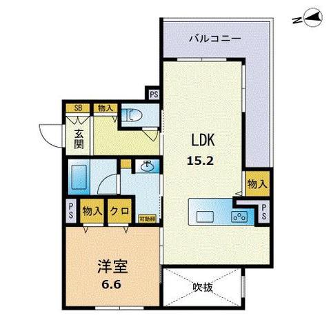 ケイズ千早レジデンス(1LDK/2階)の間取り写真