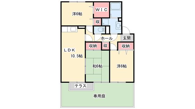サンステージ海浜 B棟(3LDK/1階)の間取り写真