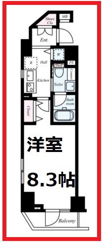 グラントゥルース赤羽(1K/3階)の間取り写真
