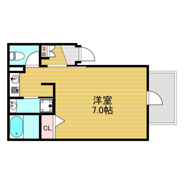 レジア三津屋南(1K/3階)の間取り写真