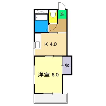コーポK(1K/4階)の間取り写真