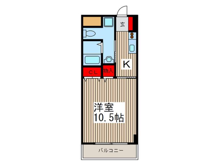カンパヌールⅠ(1K/6階)の間取り写真