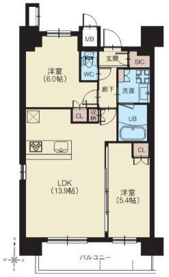 スプランディッド南千住(2LDK/11階)の間取り写真