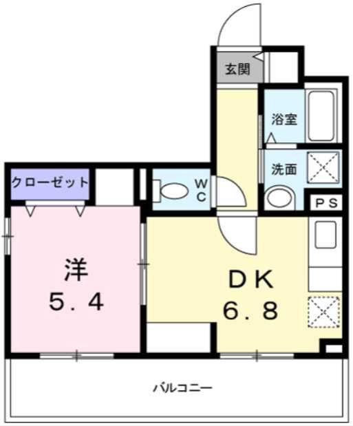 ＪＲ鶴見線 鶴見小野駅 徒歩6分 5階建 築2年(1DK/4階)の間取り写真