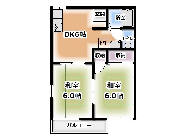 ミルキーハイツ(2DK/2階)の間取り写真