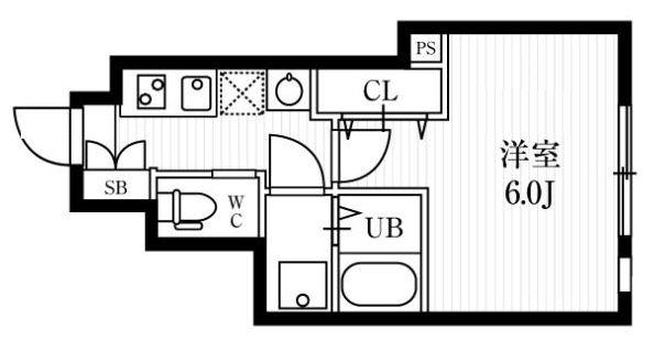 ミハス三軒茶屋II(1K/1階)の間取り写真