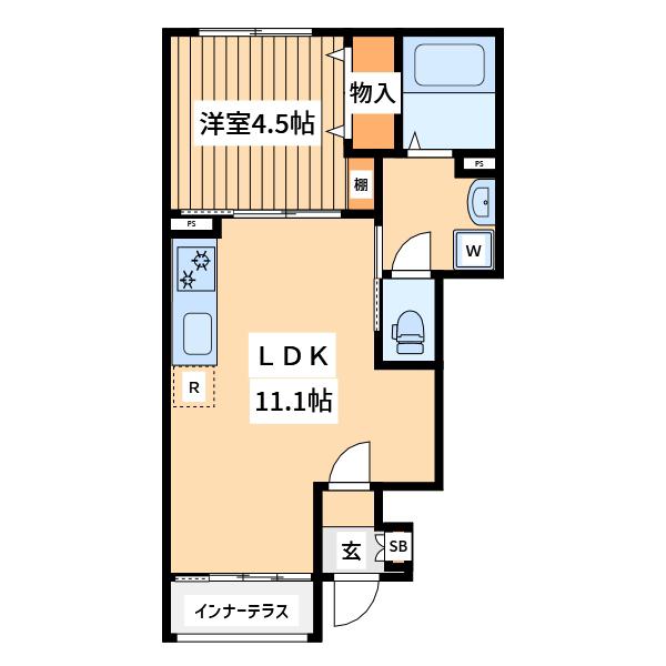 日野市日野アパ―工事(1LDK/1階)の間取り写真