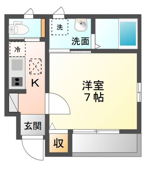 プランドール(1K/1階)の間取り写真
