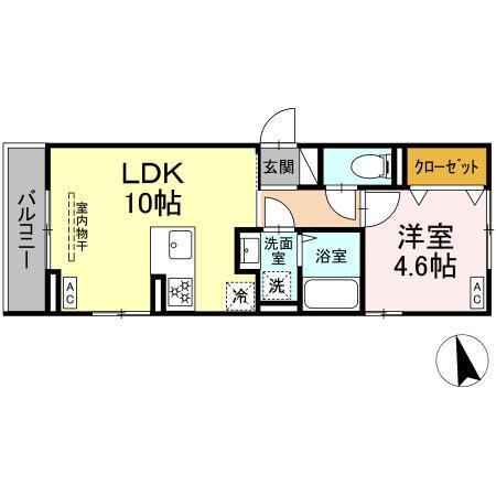 D BLESS横濱赤門通(1LDK/3階)の間取り写真