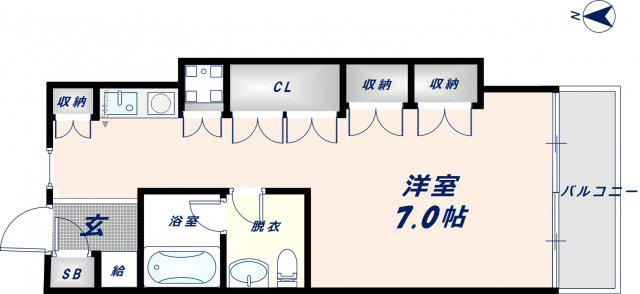 アバンティ深江S(1K/4階)の間取り写真