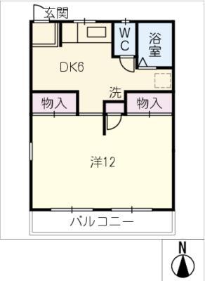 ソルテ川田 A(1DK/1階)の間取り写真